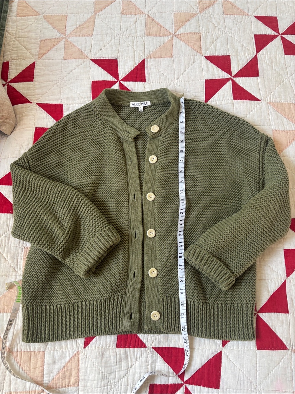 Alex Mill Olive Green Knit Button-Front Cardigan